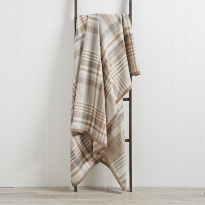 An Image of Thermosoft Plaid Check Natural Throw Natural