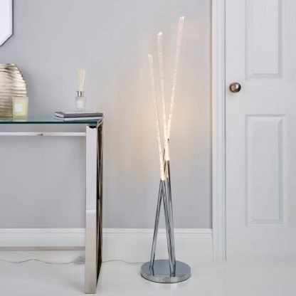 An Image of Tassani 3 Arm Intergrated LED Bubble Acrylic Floor Lamp Silver, Chrome