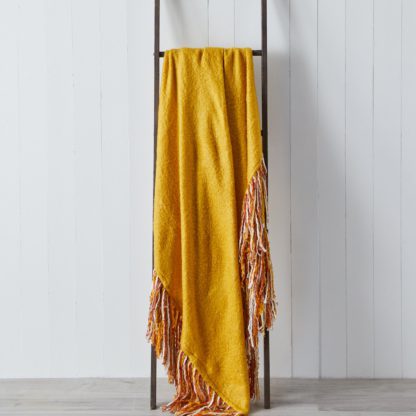 An Image of Mala Faux Mohair 130cm x 150cm Throw Ochre