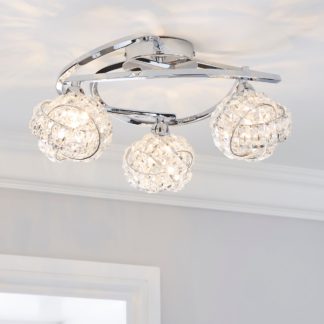 An Image of Cecilie 3 Light Crystal Semi-Flush Ceiling Fitting Silver