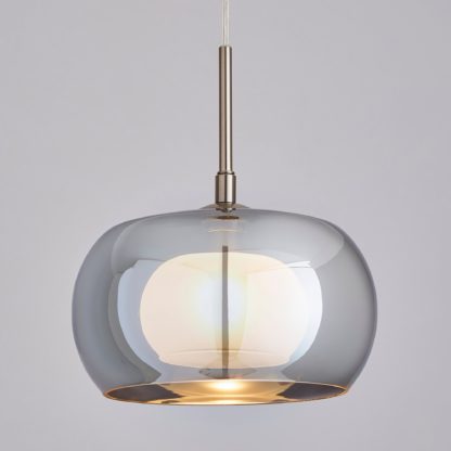 An Image of Cooper Smoked Glass Pendant Ceiling Fitting Grey