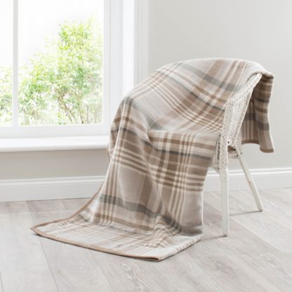 An Image of Thermosoft Plaid Check Natural Throw Natural