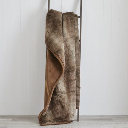 An Image of Verbier Faux Fur 150cm x 200cm Throw Grey