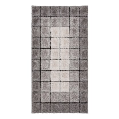 An Image of Velvet 3D Cube Rug Grey