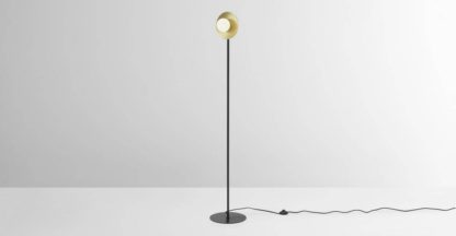 An Image of Amira Disc Floor Lamp, Opal Glass & Brass