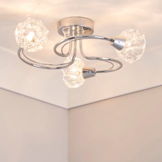 An Image of Pamona 3 Light Glass Semi-Flush Ceiling Fitting Silver