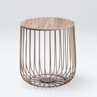 An Image of Enzo Oak Effect Side Table Gold