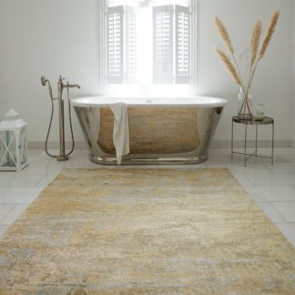 An Image of Karinna Abstract Rug Gold and Grey