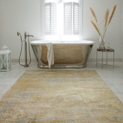 An Image of Karinna Abstract Rug Gold and Grey