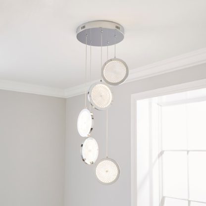 An Image of Cora Cluster Disc 5 Light Ceiling Fitting Chrome