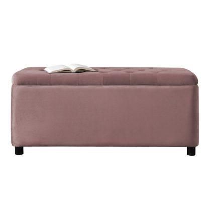 An Image of Florence Velvet Storage Ottoman Grey