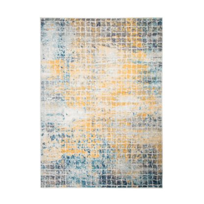 An Image of Urban Lines Geometric Rug Grey, Yellow and Black