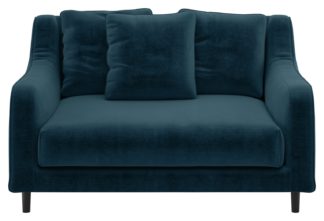 An Image of Habitat Swift Velvet Cuddle Chair - Ink Blue