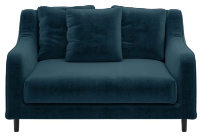 An Image of Habitat Swift Velvet Cuddle Chair - Ink Blue