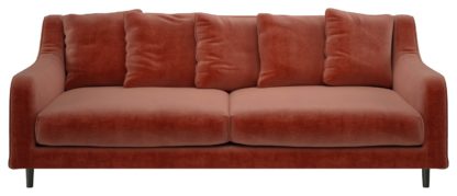 An Image of Habitat Swift 3 Seater Velvet Sofa - Orange