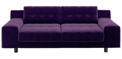 An Image of Habitat Hendricks 3 Seater Velvet Sofa - dark purple