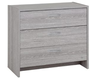 An Image of Argos Home Seville 3 Drawer Chest - Grey Oak Effect