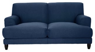 An Image of Habitat Askem 2 Seater Fabric Sofa - Blue