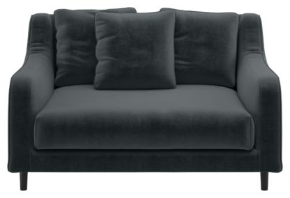 An Image of Habitat Swift Velvet Cuddle Chair - Dark Grey