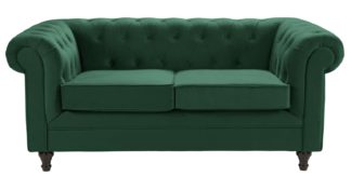 An Image of Habitat Chesterfield 2 Seater Velvet Sofa - Green