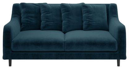 An Image of Habitat Swift 2 Seater Velvet Sofa - Blue