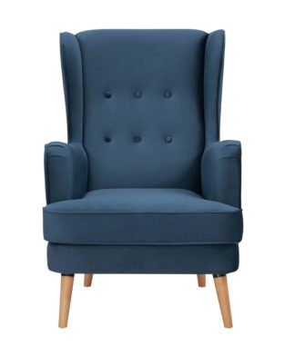 An Image of Habitat Callie Velvet Wingback Chair - Petrol Blue