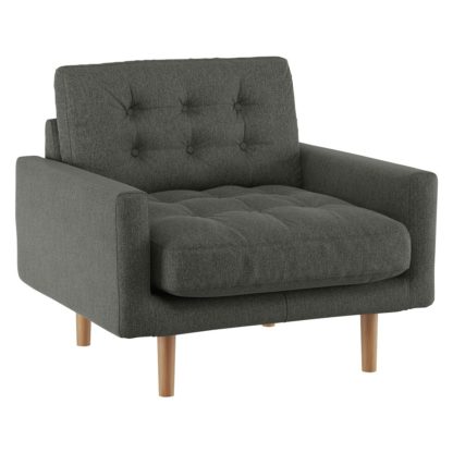An Image of Habitat Fenner Charcoal Fabric Buttoned Armchair