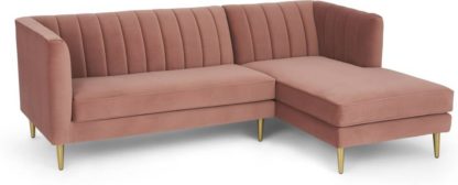 An Image of Amicie Right Hand Facing Chaise End Corner Sofa, Blush Pink Velvet