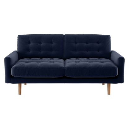 An Image of Habitat Fenner 2 Seater Velvet Sofa - Navy