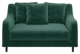 An Image of Habitat Swift Velvet Cuddle Chair - Emerald Green