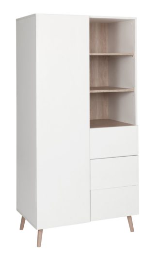 An Image of Habitat Skandi 1 Door 3 Drw Open Wardrobe -White Two Tone