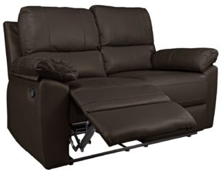 An Image of Argos Home Toby 2 Seat Faux Leather Recliner Sofa -Chocolate