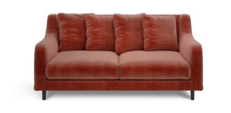 An Image of Habitat Swift 2 Seater Velvet Sofa - Orange