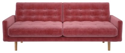 An Image of Habitat Fenner 3 Seater Velvet Sofa - moss Green