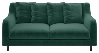 An Image of Habitat Swift 2 Seater Velvet Sofa - Emerald Green