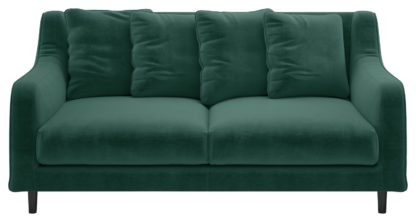 An Image of Habitat Swift 2 Seater Velvet Sofa - Emerald Green