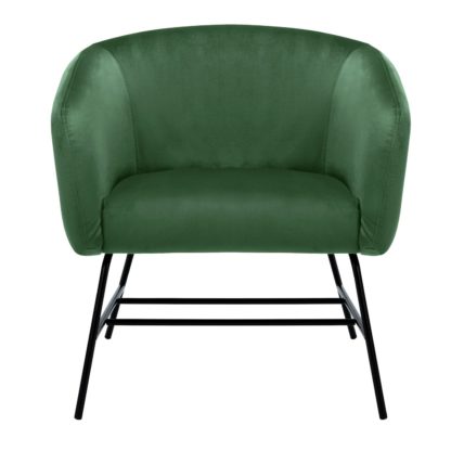 An Image of Habitat Freya Velvet Accent Chair - Green