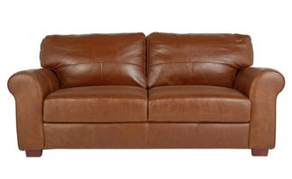 An Image of Habitat Salisbury 3 Seater Leather Sofa - Tan