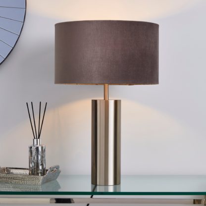 An Image of Nesa Brushed Silver Table Lamp Grey Grey