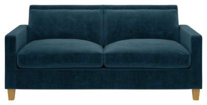 An Image of Habitat Chester 2 Seater Velvet Sofa - Ink Blue