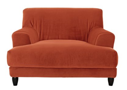 An Image of Habitat Askem Velvet Cuddle Chair - Orange