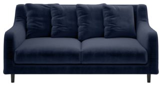 An Image of Habitat Swift 3 Seater Velvet Sofa - Blue