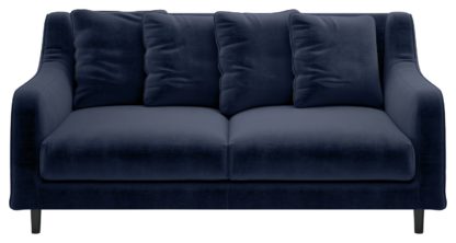 An Image of Habitat Swift 3 Seater Velvet Sofa - Blue