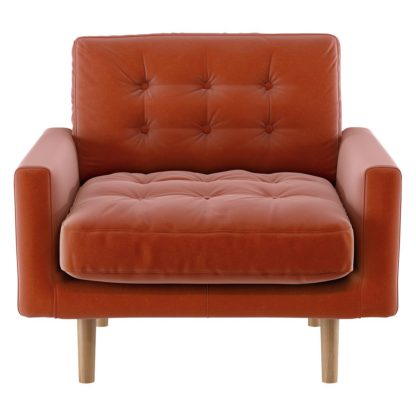 An Image of Habitat Fenner Orange Velvet Fabric Armchair