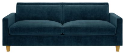 An Image of Habitat Chester 3 Seater Velvet Sofa - Ink Blue