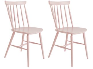 An Image of Habitat Talia Pair of Spindle Back Dining Chair - Pink