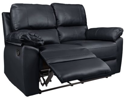 An Image of Argos Home Toby 2 Seater Faux Leather Recliner Sofa - Black