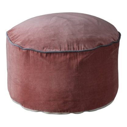 An Image of Gabriella Blush Velvet Pouffe Blush