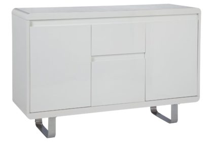 An Image of Habitat Sleigh 3 Door 1 Drawer Sideboard - White Gloss