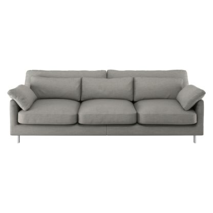 An Image of Habitat Cuscino 3 Seater Textured Fabric Sofa - Light Grey